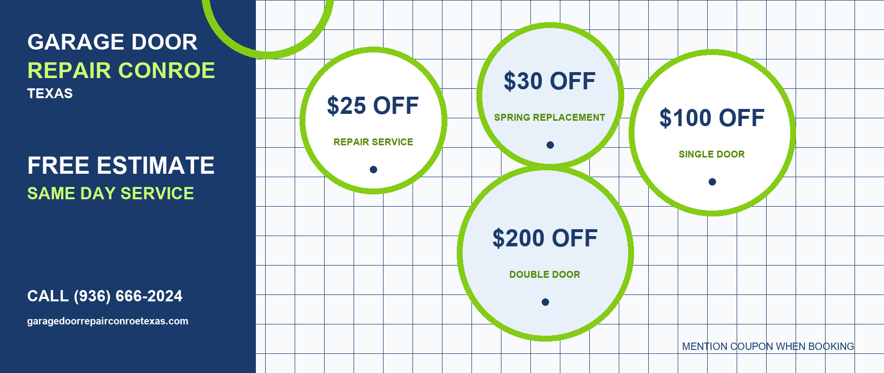 Current garage door service offers Garage door repair coupon for Garage Door Repair Conroe Texas